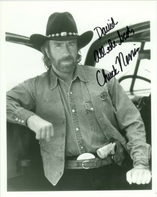 Chuck Norris Hand Signed Autographed 8x10 Black White Photo Walker Texas Ranger