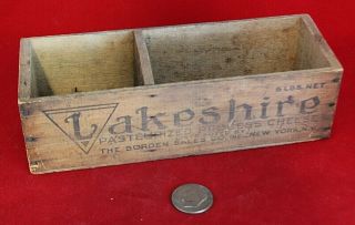Vintage Lakeshire Swiss Cheese Borden Sales Co.  Primitive Wooden Box Crate 12x4