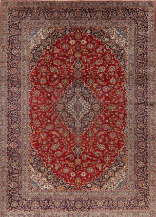 Traditional Vintage Floral Oriental Red Area Rug Wool Hand - Knotted Carpet 10x13