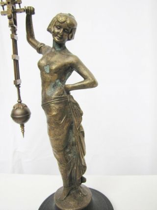 Vintage Bronze Lady Swinging Arm Clock 2