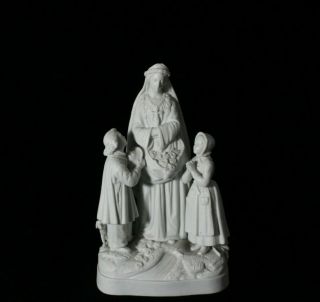 Antique 19thc Parian Ware Porcelain Bisque Our Lady Of Lourdes Religious Statue