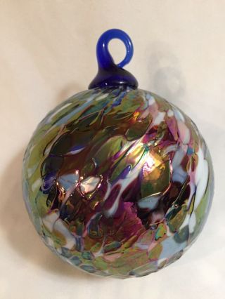 Hand Blown Glass Ornament Globe Tree Bulb Christmas Art Zen Multi Colored