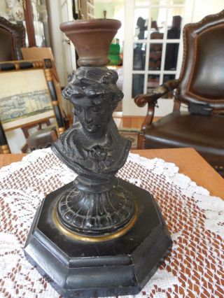Antique Figural Cast Iron And Brass Compote Pedestal