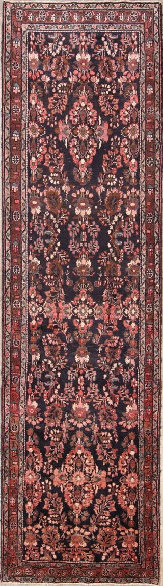 Vintage Floral Oriental Carpet Wool Hand - Knotted Nature Print Runner Rug 4x14