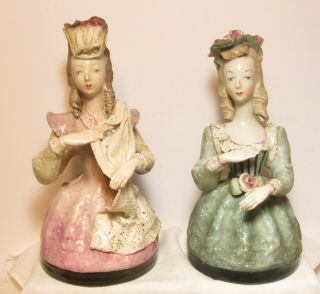 2 Antique Ceramic Fancy Lady Figurines -