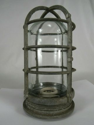Explosion Proof Light Vintage Pg Co Glass Shade Globe Metal Cage Industrial