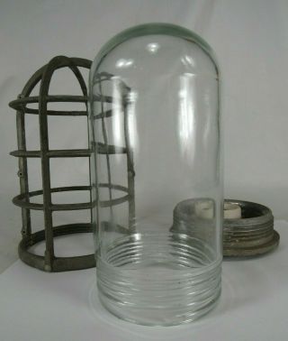 explosion proof light VINTAGE PG Co Glass Shade Globe METAL CAGE Industrial 2