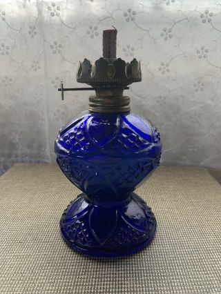 Vintage Amber Glass Oil Lamp Made In Hong Kong No Chimney