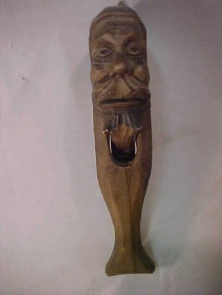Antique Rustic Wooden Hand Carved Gnome Nut Cracker Black Forest Style 9 1/2 "