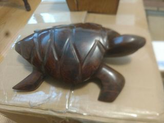 Vintage Wood Carving - Sea Turtle - Heavy & Elegant - 9 1/2 " Long