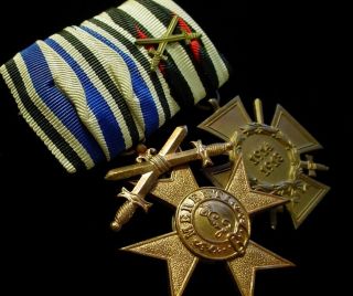 Wwi German Bavarian Medal Bar Military Merit & Hindenburg Cross – Mvk