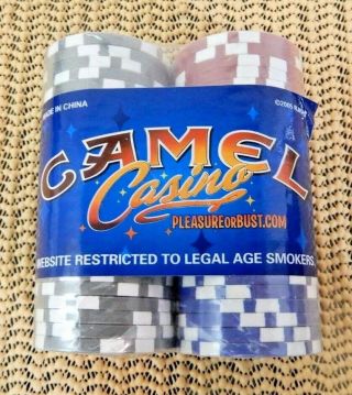 Camel Casino Las Vegas Nevada Poker Chips,  15 Red 10 Blue 25 Gray Chips (g004)