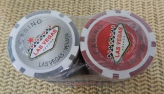 Camel Casino Las Vegas Nevada Poker Chips,  15 Red 10 Blue 25 Gray Chips (G004) 3