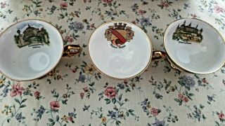Vintage Pwb Bavarian Porcelain Handmalerei Set Of Three Demi Tasse Tea Cups.