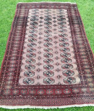 Wool Persian Oriental Hand Knotted Rug Carpet Trad Design Bukhara 210x125cm