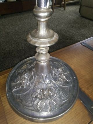 Antique Vintage Victorian Cast Iron Floor Lamp Light Base Roses