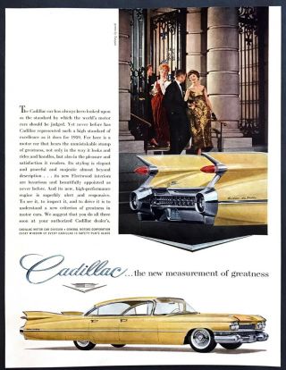 1959 Cadillac Sedan Deville 4 - Door Hardtop Photo Greatness Vintage Print Ad