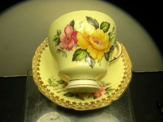 2pc Hand Painted Paragon England Gold Trim Floral Bone China Cup & Saucer