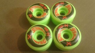 Vintage NOS H - Street Arrows skateboard Wheels 57mm Green 95a 2