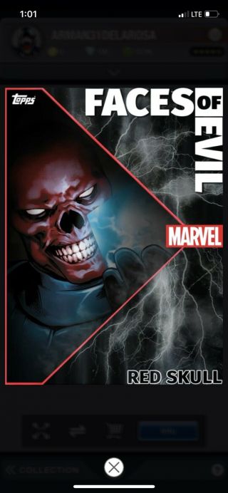 Topps Marvel Collect Red Skull 215cc Faces Of Evil Foe Wave 1 Award Card Motion