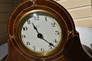 Antique French 8 Day Mahogany Inlaid Mantel Clock Platform Escapement Runs 2
