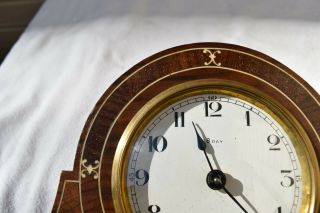 Antique French 8 Day Mahogany Inlaid Mantel Clock Platform Escapement Runs 3