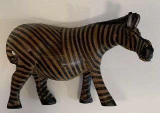 Decorative Hand Carved Wood Wooden Zebra Figurine Statue