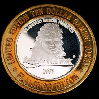 1997 G Flamingo Hilton Casino Silver Strike $10 Michael Jackson Token ;fhcr9711
