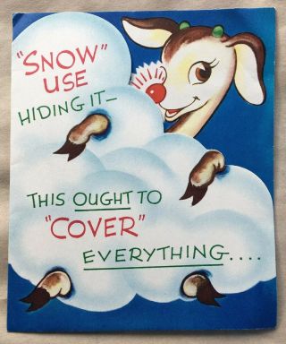 Vintage 1939 Rudolph The Red Nose Reindeer Christmas Greeting Card Robert May