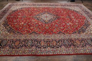 Vintage Traditional Large Hand - Knotted Oriental Rug 10x14 Living Room Red Carpet