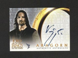 Lotr Two Towers Viggo Mortensen Aragorn Autographed Card Signed Topps 2002