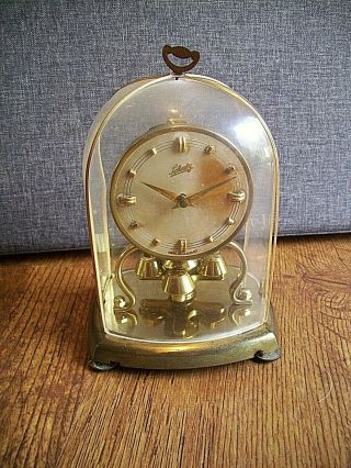 Vintage German Schatz Brass Anniversary Clock With Squared Dome (incl Two Keys)