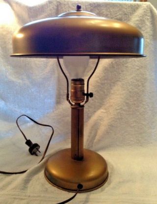 Vintage Mid Century Metal Industrial Flying Saucer Ufo Mushroom Desk Table Lamp
