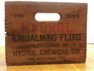 Vintage Wooden Hydrol Embalming Fluid Crate Box