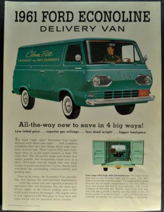 1961 Ford Econoline Delivery Van Truck Sales Brochure Sheet 61
