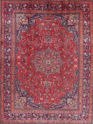Vintage Traditional Floral RED Living Room Area Rug Hand - Knotted Oriental 9 ' x12 ' 2