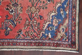 Vintage Traditional Floral Coral Red Hamedan Area Rug Hand - Made Wool Carpet 7x10