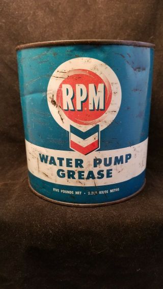 Vintage Rpm Water Pump Grease W 5 Pounds Net Oil Tin Can Advertisement 15 - 1
