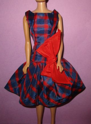 Barbie Vintage 1960s Fashion Beau Time Bow Check Dress Outfit 1651