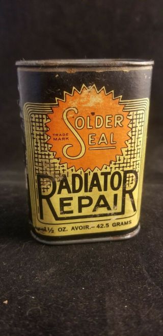Vintage Solder Seal Radiator Repair Tin Cardboard Can Package 1.  5 Oz.  15