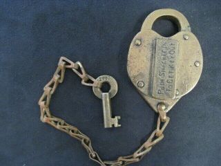 Antique Heart Shaped Padlock W/key Gold Plated Nr