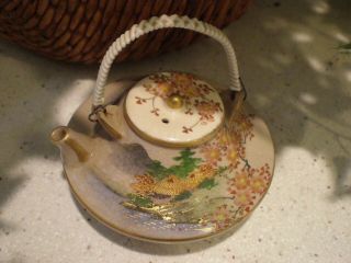 Japanese Satsuma Miniature Tea Pot Hand Painted