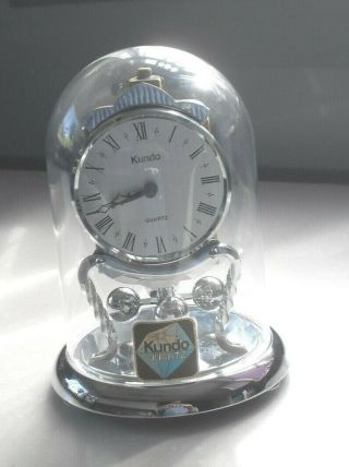 Vintage Kundo Germany Quartz Anniversary 400 Day Mantel Clock With Dome
