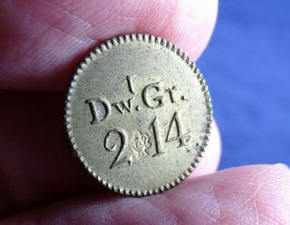 Scarce Antique Brass 1/2 Guinea Coin Weight 