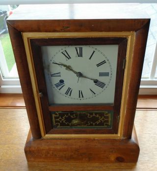Antique 1800s Gilbert 30 Hour Time And Strike Mantle Clock Empire Wood Case Runs