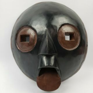 Vintage African Hand Carved Wood Tribal Face Mask Made In Ghana Large Primitive