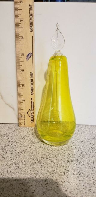 Vintage Art Deco Yellow Frosted Vaseline Perfume Bottle W/ Stopper