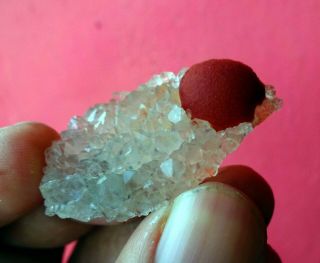 Red Fluorite On Mmquartz Mineral Specimen - 2