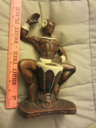 Vintage Treasure Craft Of Hawaii Ceramic Tiki Decor Man Drummer Figurine 10 "