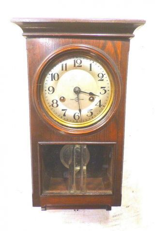 1900 8 Day Striking Regulator Wall Clock - - With Pendulum